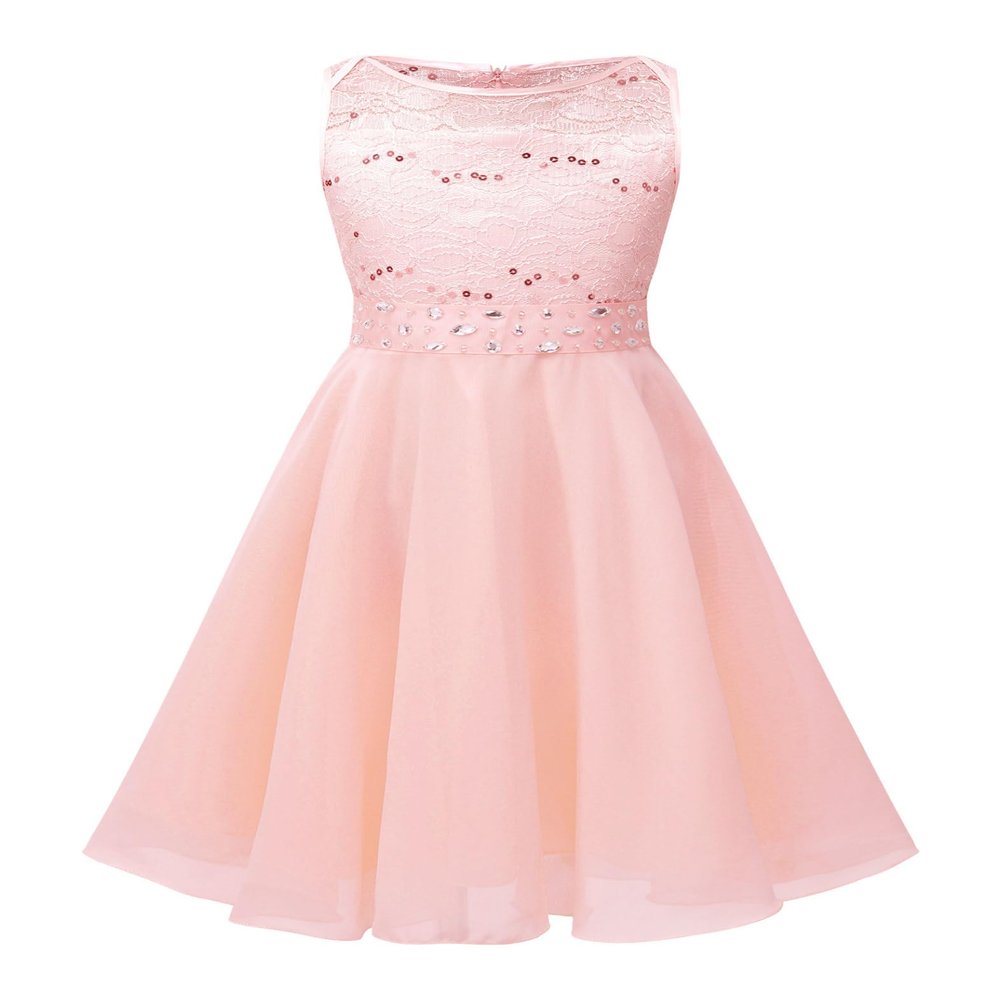 Raenseen Flower Girls Dress Wedding Party Princess Tutu Dress Bridesmaid Evening Maxi Tutu Gown Pearl Pink 10 Years