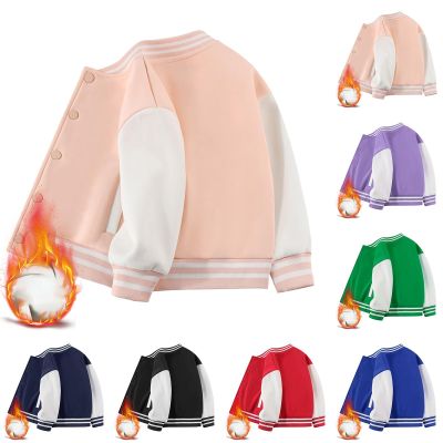 AIMAOMI Toddler Baby Boys Girls Varsity Baseball Jacket Cute Bomber Jacket Warm Cotton Lined Puffer Down Boys Letterman Jacket (Navy, 12-18 Months)