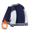 AIMAOMI Toddler Baby Boys Girls Varsity Baseball Jacket Cute Bomber Jacket Warm Cotton Lined Puffer Down Boys Letterman Jacket (Navy, 12-18 Months) view 2