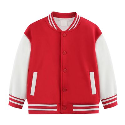 AIMAOMI Baby Boy Girl Baseball Varsity Jacket Causal Button Down Letterman Bomber Jacket Lightweight Boys Leather Jacket (Red, 10-11 Years)