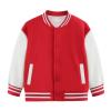 AIMAOMI Baby Boy Girl Baseball Varsity Jacket Causal Button Down Letterman Bomber Jacket Lightweight Boys Leather Jacket (Red, 10-11 Years) view 1
