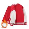 AIMAOMI Baby Boy Girl Baseball Varsity Jacket Causal Button Down Letterman Bomber Jacket Lightweight Boys Leather Jacket (Red, 10-11 Years) view 2