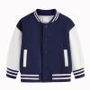 AIMAOMI Kids Baseball Jacket Varsity Letterman Coat Fall Winter Fleece Bomber Vintage Outerwear Kids Bomber Youth Varsity Jacket Boys (Dark Blue, 5-6 Years) view 2