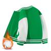 AIMAOMI Kids Baseball Jacket Varsity Letterman Coat Fall Winter Fleece Bomber Vintage Outerwear Varsity Varsity Jacket Boys (Green, 9-10 Years) view 2