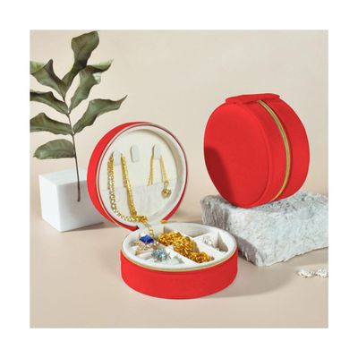 RONSSEN 1-Pack Mini Jewelry Box Simple Ins Style Portable Jewelry Box Travel Compact Velvet Jewelry Box Jewelry Packaging Box