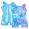 Nymphperi 4 Packs Gymnastics Leotard for Girls Size 5-6Y Sparkle Biketards with Shorts Kids Sleeveless Unitard One-Piece Dancewear view 2