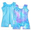 Nymphperi 4 Packs Gymnastics Leotard for Girls Size 5-6Y Sparkle Biketards with Shorts Kids Sleeveless Unitard One-Piece Dancewear view 3