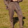 Men's High Waisted Tweed Dress Pants Pleated Front Vintage Wool Trousers (Navy, 36W x 32L) view 2