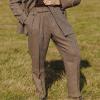 Men's High Waisted Tweed Dress Pants Pleated Front Vintage Wool Trousers (Coffee, 38W x 30L) view 2