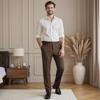 Men's High Waisted Tweed Dress Pants Pleated Front Vintage Wool Trousers (Burgundy, 32W x 32L) view 3