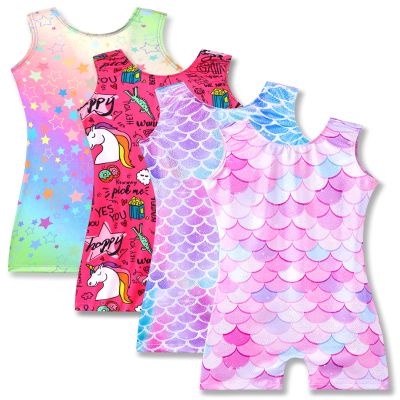 Nymphperi 4 Packs Gymnastics Leotard for Girls Size 1t 2t 3t Sparkle Biketards with Shorts Kids Sleeveless Unitard One-Piece Dancewear