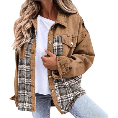 UINGBPXT S,m,l,x-l,xx-l Jackets Women's Loose Denim Shacket Jacket Casual Long Sleeve Denim Outerwear Tops