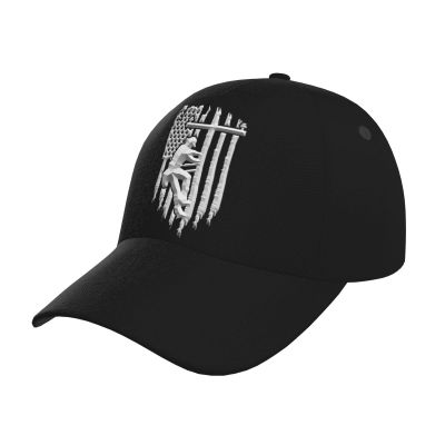 American Flag Lineman Baseball Hats for Men and Women - Classic Adjustable Hats Black