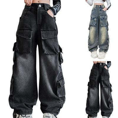 Betadog Toddler Baby Boy Baggy Jeans Print Jean Elastic Pants Cute Casual Jeans Pants Girls Trousers (Blue, 13-14 Years)