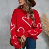 Muineobuka Y2K Heart Graphic Sweater for Women Oversized Crew Neck Knitted Pullover Cute Graphic Sweater Pullover Red view 4