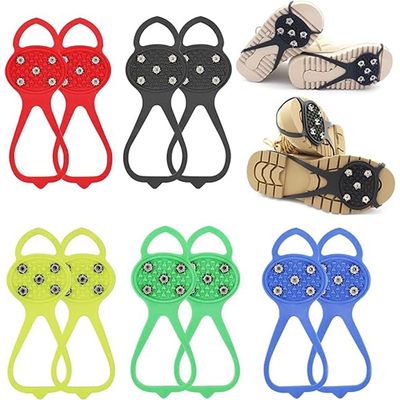 Universal Non-Slip Gripper Spikes, New Universal Gripper Shoe Grips for Ice Sports, Traction Cleats Ice Snow Grips Anti-Slip Silicone with 5 Tooth Steel Nails (5pair Mix, Child)