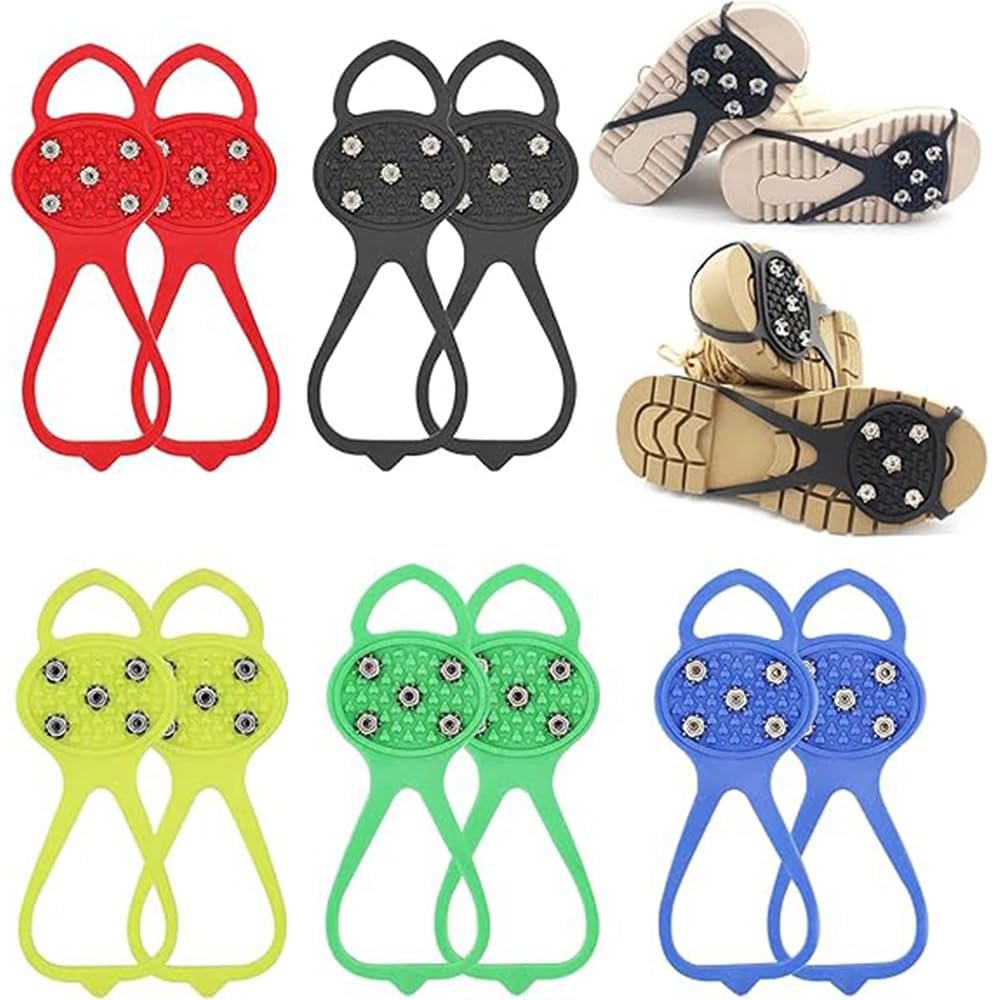 Universal Non-Slip Gripper Spikes, New Universal Gripper Shoe Grips for Ice Sports, Traction Cleats Ice Snow Grips Anti-Slip Silicone with 5 Tooth Steel Nails (5pair Mix, Child)