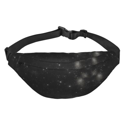 Black and white galaxy Boys large waist bag, travel crossbody waist bag, suitable for enjoying sports, running, cycling, travel, fishing