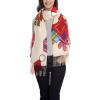Christmas Cartoon Santa Claus Womens Winter Warm Cashmere Scarf, Soft Wrap Scarves Pashmina Feel Shawl With Tassel view 1
