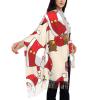 Christmas Cartoon Santa Claus Womens Winter Warm Cashmere Scarf, Soft Wrap Scarves Pashmina Feel Shawl With Tassel view 4