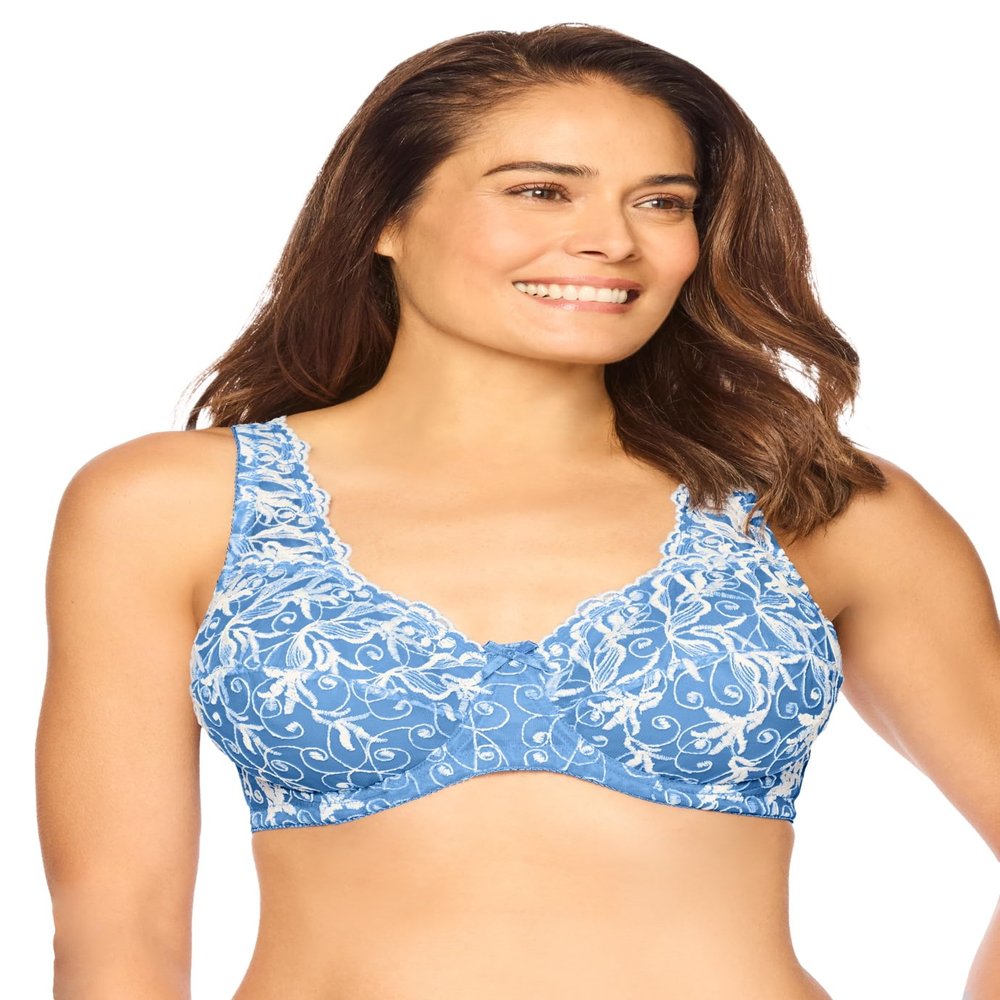 Amoureuse Women's Plus Size Embroidered Underwire Bra - 46 C, French Blue