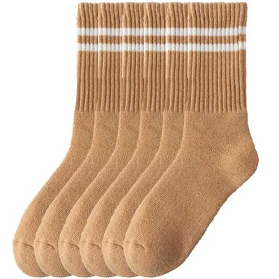 JNKET 6 Pairs Women Socks Warm Thick Socks Winter Crew Socks (US, Alpha, One Size, Regular, Regular, Khaki)