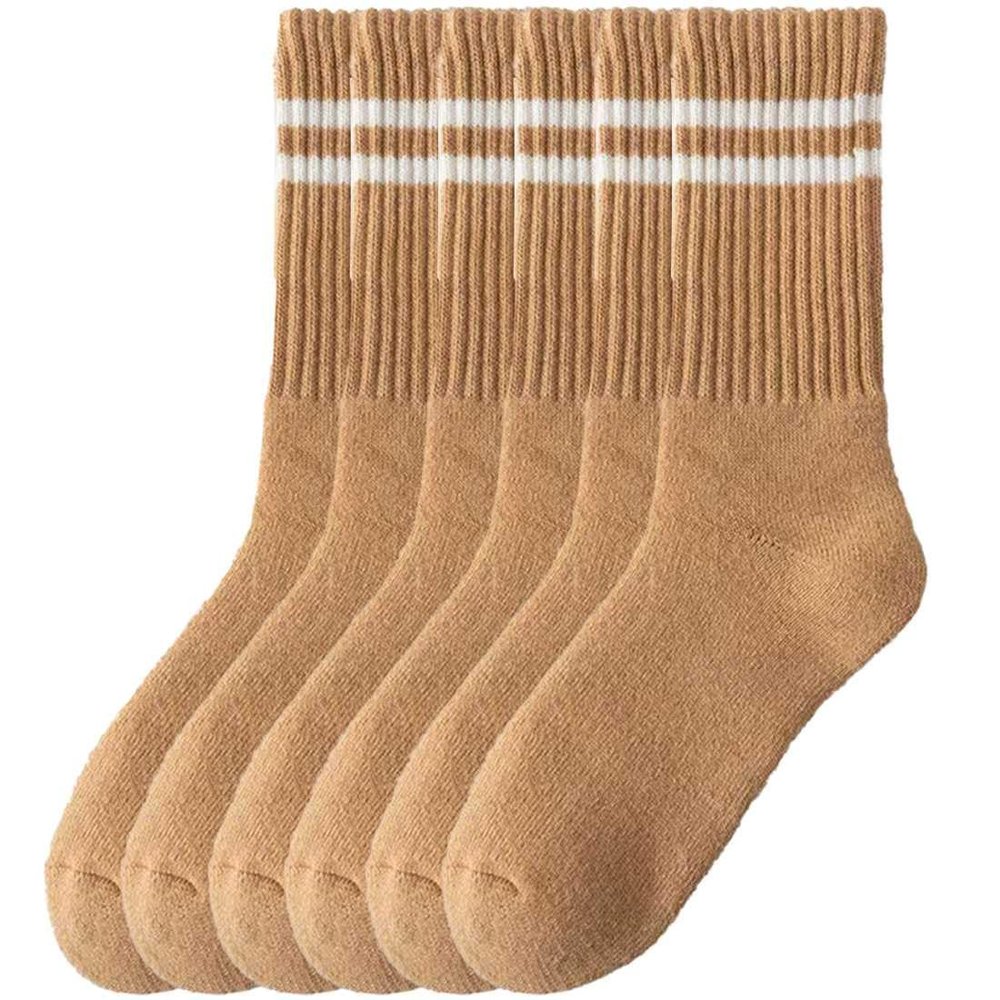 JNKET 6 Pairs Women Socks Warm Thick Socks Winter Crew Socks (US, Alpha, One Size, Regular, Regular, Khaki)