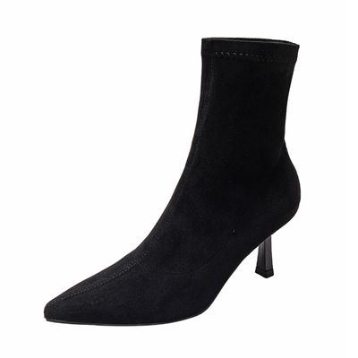 CPMBFDC Women's Kitten Heel Boots Fashion Pointed Toe Side Zipper Ankle Boots Office Business Formal Ankle Boots (Black-A,7)