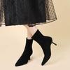 CPMBFDC Women's Kitten Heel Boots Fashion Pointed Toe Side Zipper Ankle Boots Office Business Formal Ankle Boots (Black-A,7) view 2