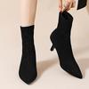 CPMBFDC Women's Kitten Heel Boots Fashion Pointed Toe Side Zipper Ankle Boots Office Business Formal Ankle Boots (Black-A,7) view 4