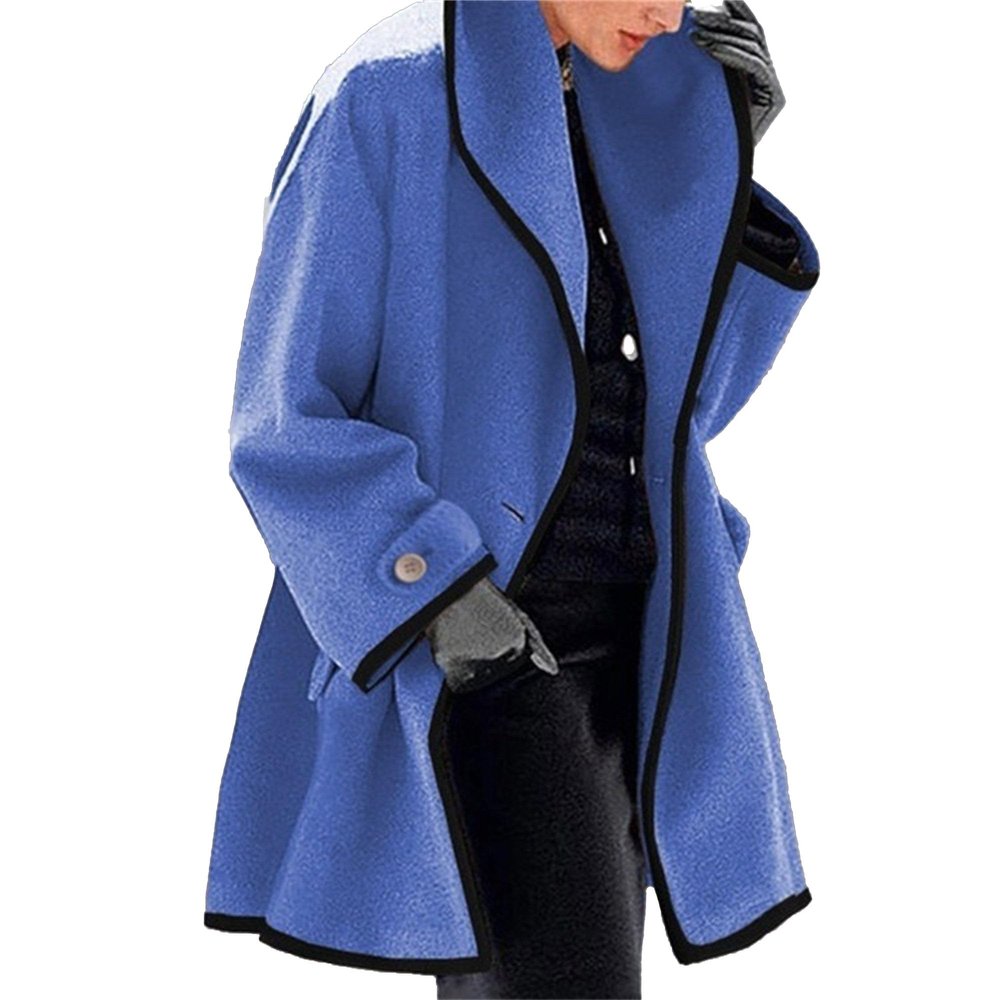 JEShifangjiusu Womens Wool Blend Pea Coat Fashion Winter Dressy Overcoat Single Breasted Trench Jackets with Hood (blue B2,4X-Large)