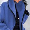 JEShifangjiusu Womens Wool Blend Pea Coat Fashion Winter Dressy Overcoat Single Breasted Trench Jackets with Hood (blue B2,4X-Large) view 4