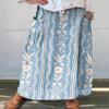 chouyatou Women's Vertical Striped High Waist Maxi Skirt Vintage Floral Cotton Long Skirt with Pockets (XX-Large, Flower) view 2