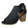 AtXiteli Women's Open Toe Chunky Heel Booties - Faux Leather Ankle Cutout Sandals, Summer Peep Toe Dressy Heeled Sandals (Black, Adult, Women's, 8, Digital, US Shoe System, Medium ()) view 1