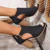 AtXiteli Women's Open Toe Chunky Heel Booties - Faux Leather Ankle Cutout Sandals, Summer Peep Toe Dressy Heeled Sandals (Black, Adult, Women's, 8, Digital, US Shoe System, Medium ()) view 3