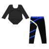 Huimingda Kids Girls 2 Piece Dance Sports Outfits Gymnastics Leotard with Leggings Set Figure Skating Unitards Royal Blue 12 Years view 3