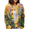 Akivide Women's Fall Cute Floral Print Open Front Knit Cardigan Sweater Winter Casual Loose Button Down Long Sleeve Coat view 1
