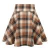 IDEALSANXUN Plaid Skirts for Women 2025 Fall Winter Cute Y2k High Waisted A Line Gothic Short Pleated Mini Skirt, Plaid Light Brown, XL view 3