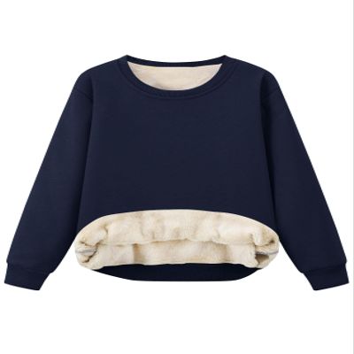 Flygo Unisex Boys Girls Fleece Lined Crewneck Sweatshirt Kids Warm Sherpa Pullover Sweater Sweatshirts Fall Winter Clothes(Navy-XL)