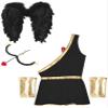 Oyolan 4Pcs Adult Cupid Costume for Men Valentines Day Outfits Heart-shaped One Shoulder Romper Bodysuit Black Medium view 4
