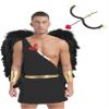 Linjinx Mens Valentine Cupid Cosplay Costume Outfit Heart-Shaped One Shoulder Romper Bodysuits Black XX-Large view 1