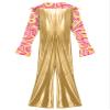 YiZYiF Men's 70s Disco Costume Shiny Metallic Unitard Zentai Zipper Bodysuit Bell Bottom Jumpsuits Gold 3X-Large view 4