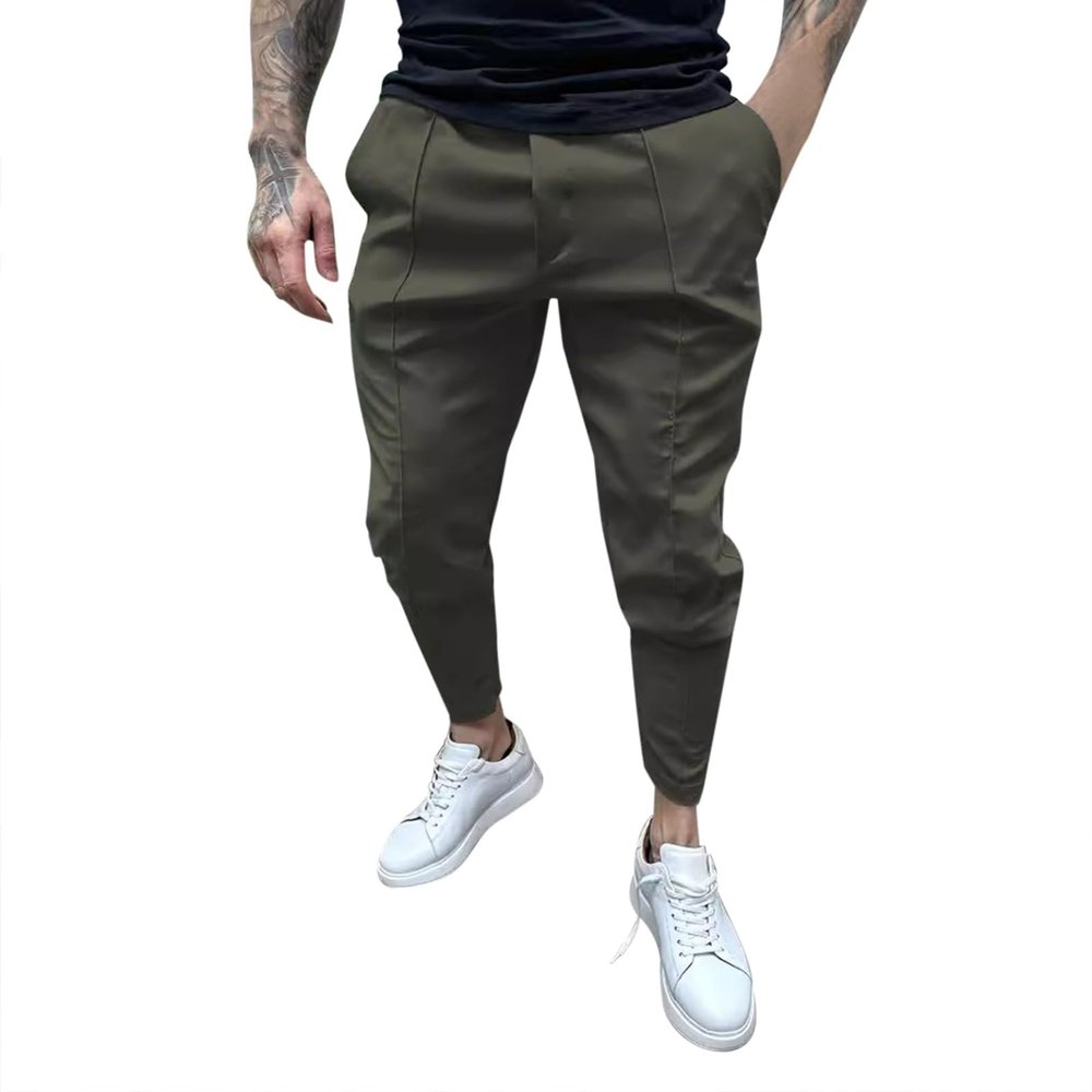 Casual Cargo Pants for Men Drawstring Multi Pocket Bound Feet Tapered Trousers Trendy Baggy Gym Spring Fall Overalls