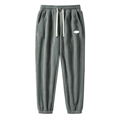 Mens Fashion Sweatpants Polar Fleece Elastic Waist Drawstring Tapered Trousers Loose Comfy Warm Workout Jogging Pants Grey