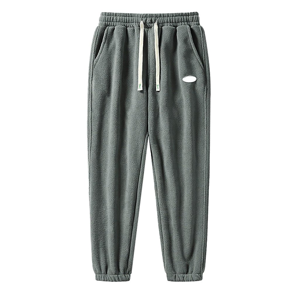 Mens Fashion Sweatpants Polar Fleece Elastic Waist Drawstring Tapered Trousers Loose Comfy Warm Workout Jogging Pants Grey