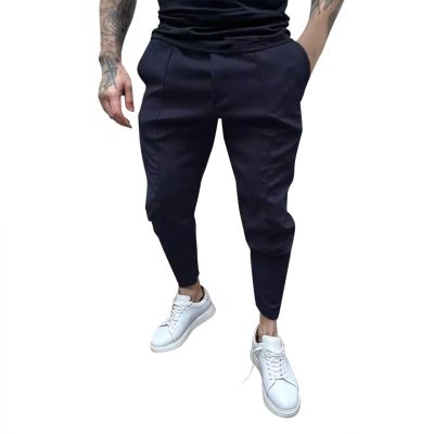 Casual Cargo Pants for Men Drawstring Multi Pocket Bound Feet Tapered Trousers Trendy Baggy Gym Spring Fall Overalls