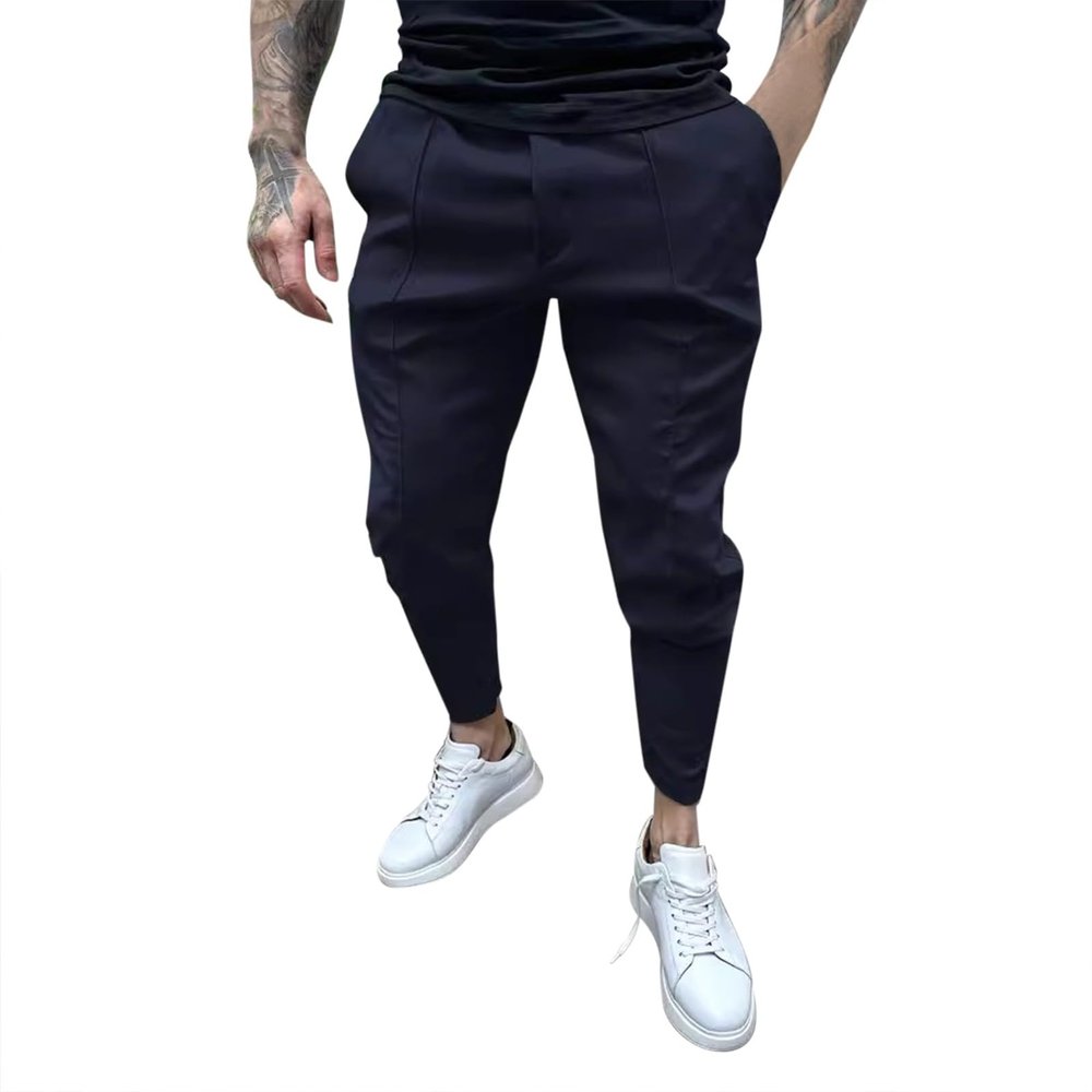 Casual Cargo Pants for Men Drawstring Multi Pocket Bound Feet Tapered Trousers Trendy Baggy Gym Spring Fall Overalls