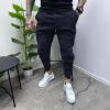 Casual Cargo Pants for Men Drawstring Multi Pocket Bound Feet Tapered Trousers Trendy Baggy Gym Spring Fall Overalls view 2