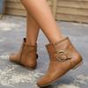 Women's Ankle Boots Low Heel Slouch Flat Comfort Side Zip Ankle Booties Arch Support Buckle Dress Short Boots view 3