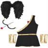 YiZYiF Men's Valentine's Cupid Costume Kit Wing Jumpsuit Wrist Cuffs Cupid Bow Heart Patch for Cosplay Black XX-Large view 3